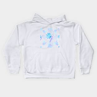 Monstera Leaves  in Blue Designs Kids Hoodie